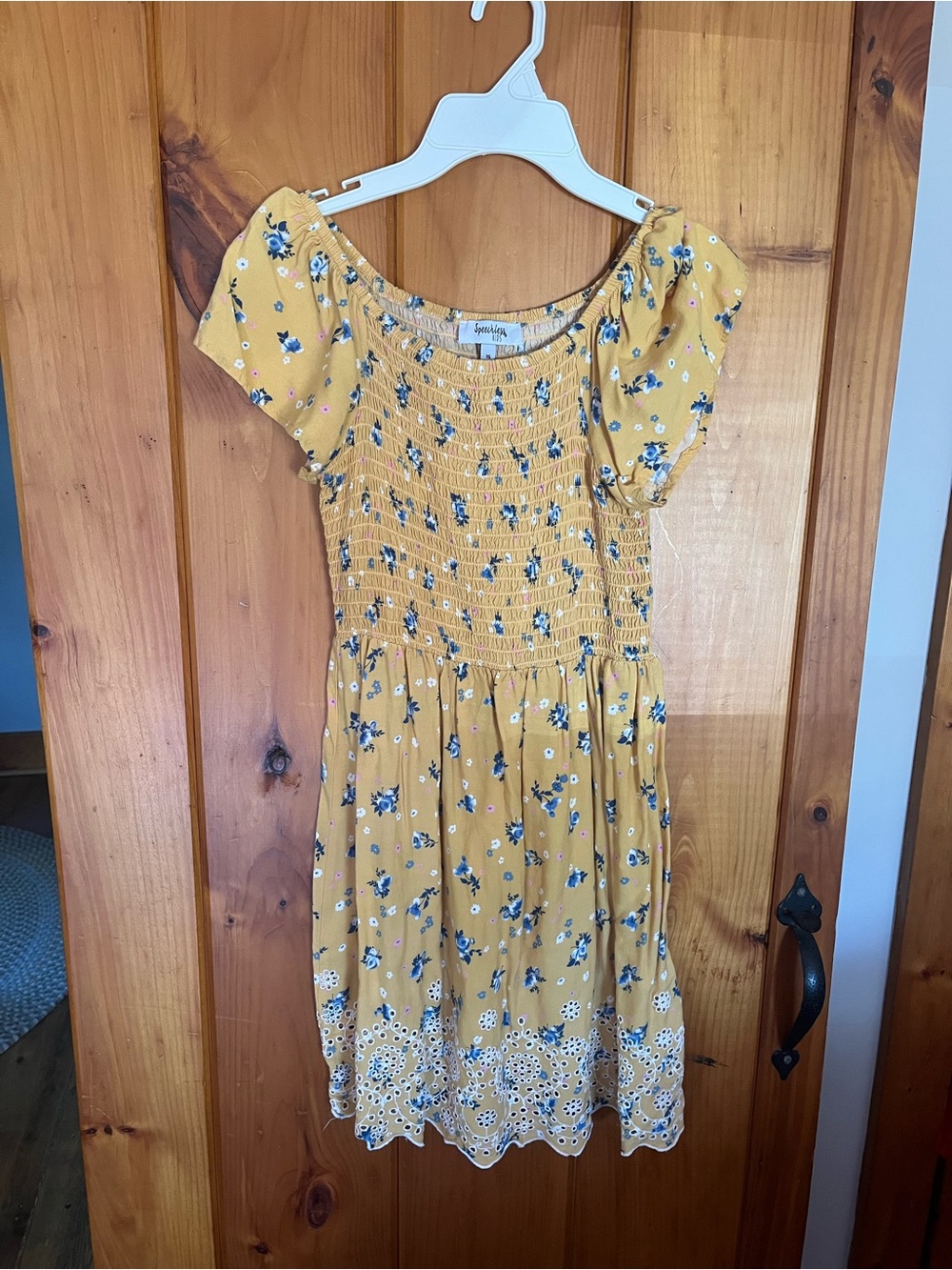 Speechless Girls Yellow Floral Smocked Casual Dress